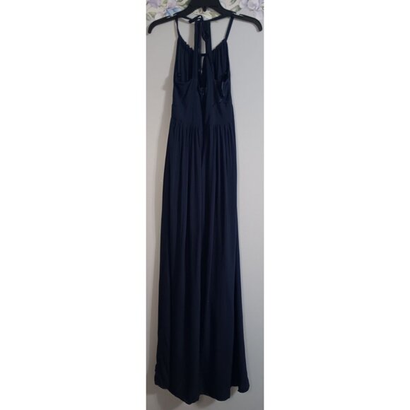 Sabra 40 Blue Maxi Casual Minimalist Cottage Occasion Lined Wedding Flowy Dress - Picture 3 of 6